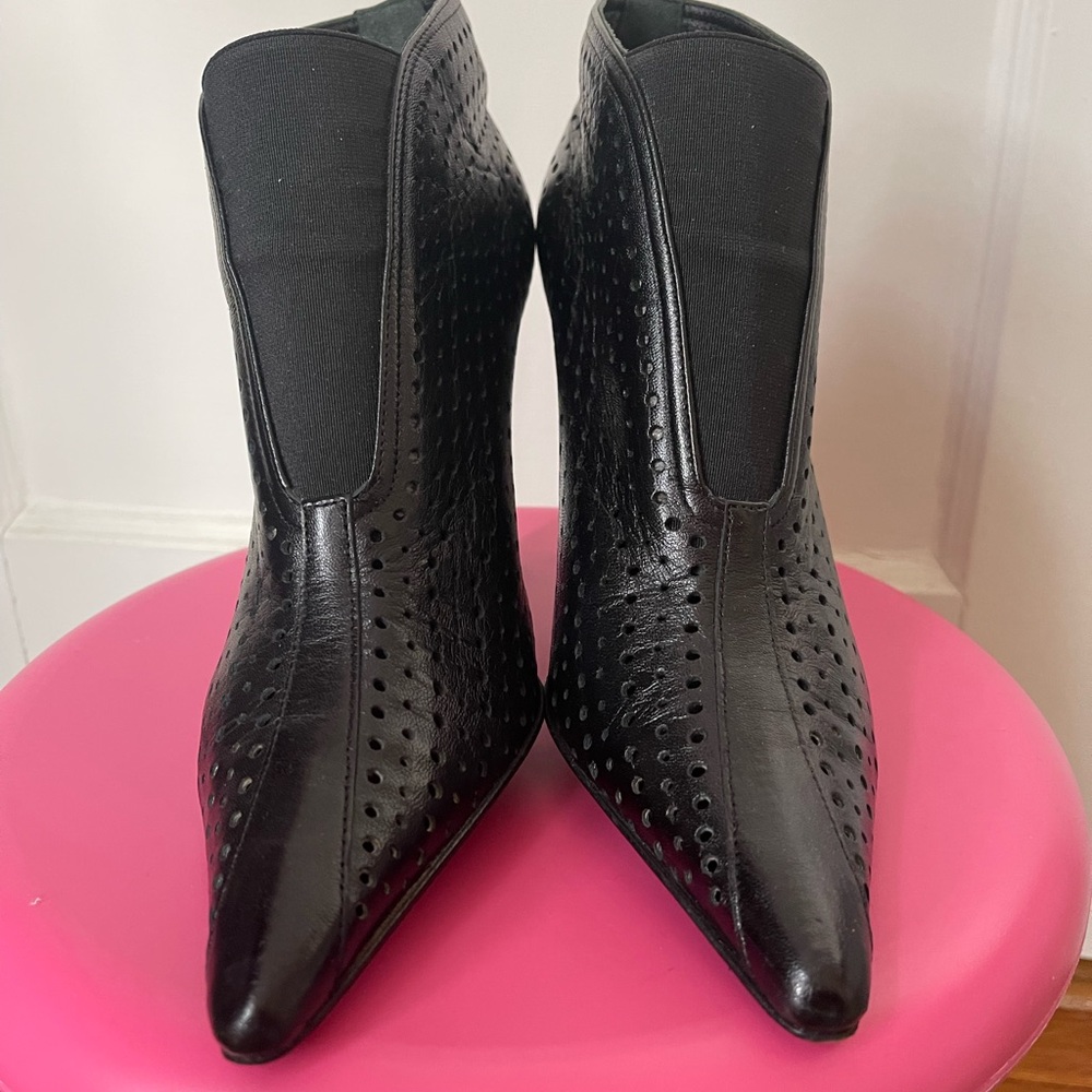 BCBGMaxAzria Black Perforated Ankle Booties